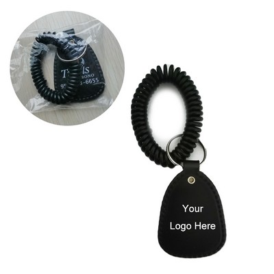 Coil Bracelet Key Chains with A Teardrop Tag