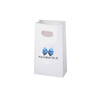 White Kraft Die Cut Handle Paper Bag - Digital Print (8" x 4" x 13 5/8")