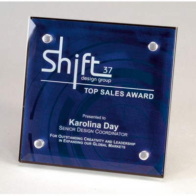 STRIATA: Square Glass & Metal Desk or Wall Award (8" x 8")