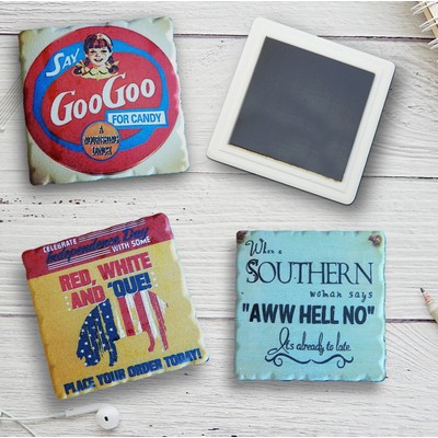 Custom Printed Ceramic Stone Magnet with Chiseled Edge - Full Bleed Print