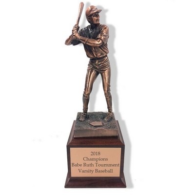 12 ½" Antique Bronze Electroplated Baseball Player Trophy