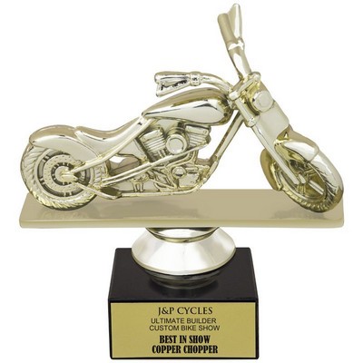 6" Chopper Motorcycle Gold Figure Trophy w/Black Base