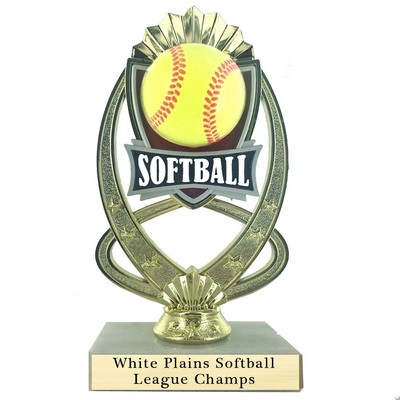 7 ¼" Full Color Modeled Softball Trophy w/Marble Base