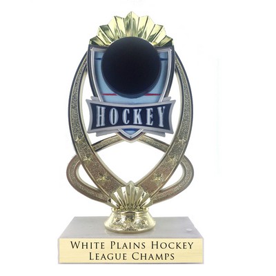 7 ¼" Full Color Modeled Hockey Trophy w/Marble Base