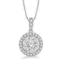 Jilco Inc. 0.33 TWT White Gold Diamond Cluster Necklace