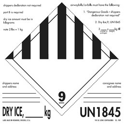 DRY ICE, ____ kg UN1845, Handling Paper Labels - 6" x 6"