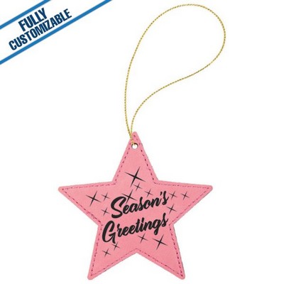 Pink Leatherette - Ornament With Silver String - Star