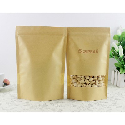 3.5 x 5.5" Kraft Bags with Window Stand Up Ziplock Seal Paper Bag Resealable Food Storage Pouch
