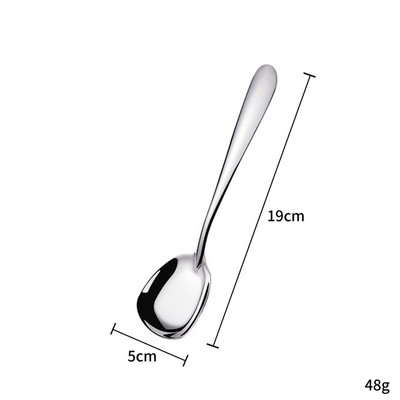 7.48" Silver Surface 304 Stainless Steel Large Size Square Bottom Soup Spoon W/ Inclined Handle