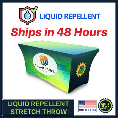 4' x 30"Top x 29"H - (Liquid Repellent) 4 Sided Hemmed Stretch Table Throw - Made in the USA