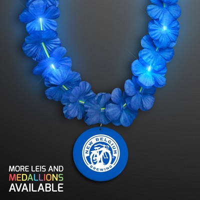 Light Up Blue Lei with Blue Medallion - PRINTED