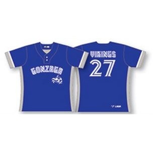 Two Button Up Solid Color Baseball Jersey w/Contrast Edges