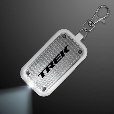 Clip-On Light White Safety Blinkers, Keychain Flashlight - PRINTED