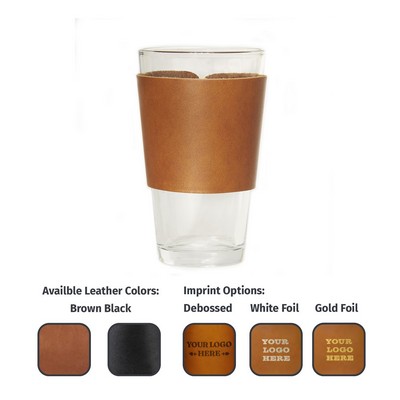 Full-Grain Leather Single Stitch Multi sleeve for Pint glasses and Highball glasses- Made in USA