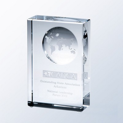 Beveled Globe Block Award - Large