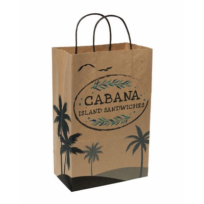 Multi-sided Full Color Natural Shopper Paper Bag - Black Handle (8.5" x 13.375" x 5")