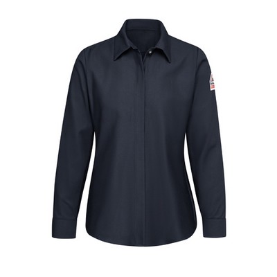 Bulwark™ Women's Concealed-Gripper Pocketless Work Shirt - Navy Blue