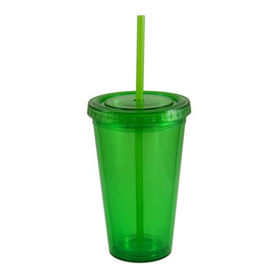 16 oz. Apple Green Double Wall Acrylic Translucent Tumbler