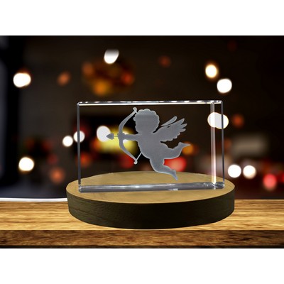 Cupid Silhouette 3D Engraved Crystal Award w/LED Base