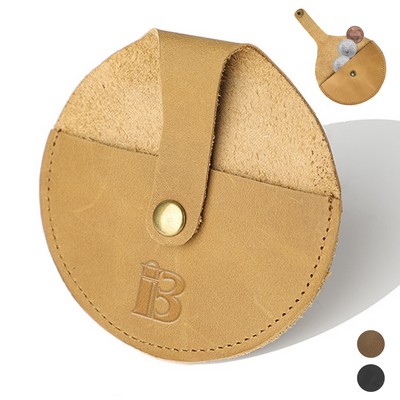 Genuine Leather Round vintage coin storage bag