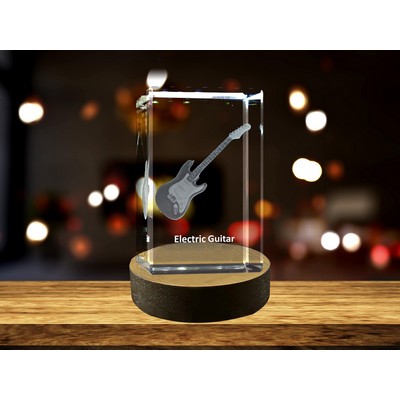 Electric Guitar 3D Engraved Crystal Trophy Award