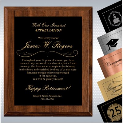 12" x 15" Cherry Finish Wood Plaque Retirement Gift Award