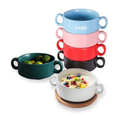 Stackable Matte Ceramic Soup Crock with Double Handles - 4"