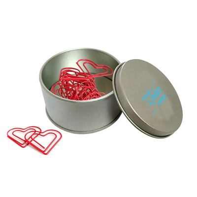Heart Shaped Paper Clips w/Tin Container