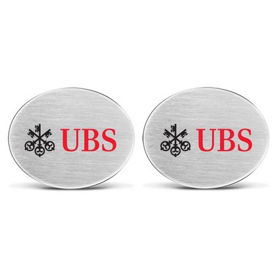 Custom Oval Brushed Stainless Steel Cufflinks