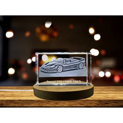 Ferrari F50 Recognition 3D Engraved Crystal Tribute - Supercar Collectible