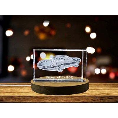 Jaguar XJ13 1965 3D Engraved Crystal Trophy w/LED Base