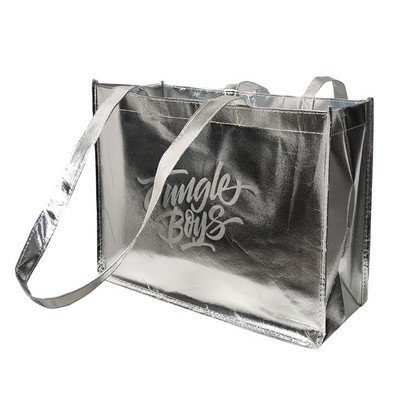 Metallic silver tote bag
