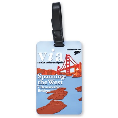 Rubber Softies Standard Rectangle Luggage Tag w/Vinyl Buckle (4 1/8" x 2 3/8")