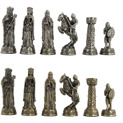 Medieval Pewter Chess Pieces, King measures 3.5"
