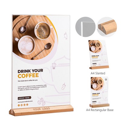 Acrylic Sign Holder w/Wood Base