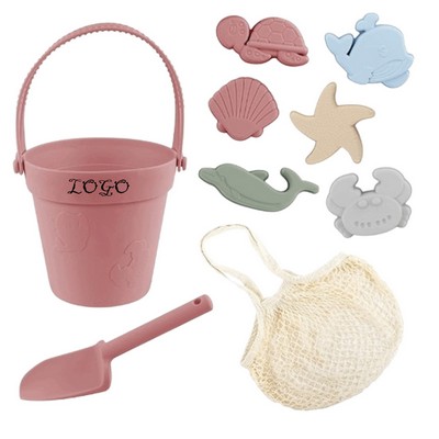 8-Piece Silicone Sand Toys Set for Baby with Portable Beach Bag