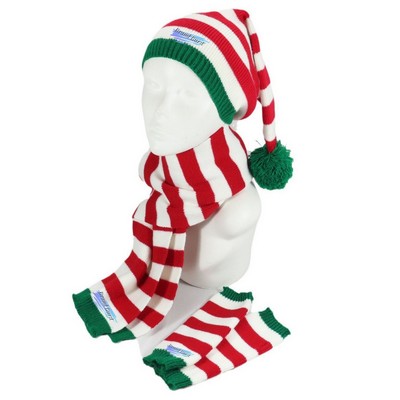 Christmas Knitted Hat Scarf And Glove Set