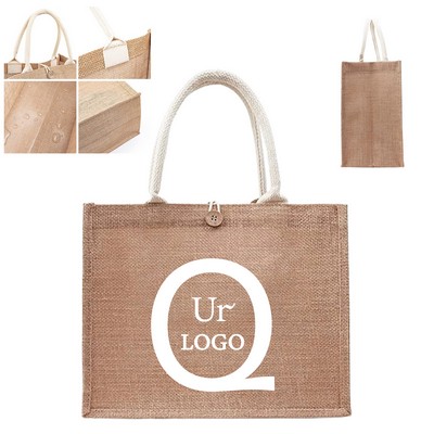 Cotton Handle Large Jute Shopping Tote