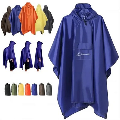 3" 1 Adult Hooded Rain Poncho with Pocket for All Weather