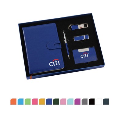 5Pcs Gift Box Set: A5 Notebook, Ballpoint Pen, Keyring, USB Flash Drive and Business Card Case