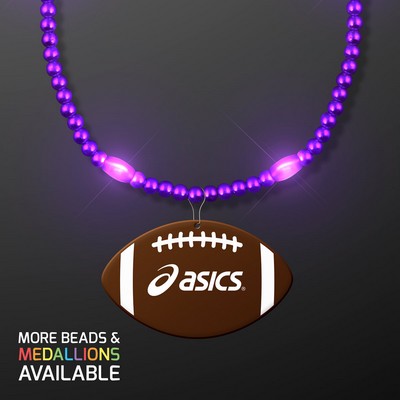 Purple LED Bead Necklace with Football Medallion - PRINTED