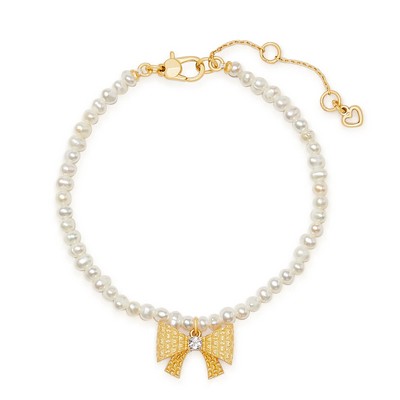 kate spade new york Wrapped In A Bow Pearl Charm Bracelet - Clear/Gold