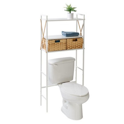 Honey-Can-Do Over-The-Toilet Space Saver Shelf System W/ 2 Baskets White
