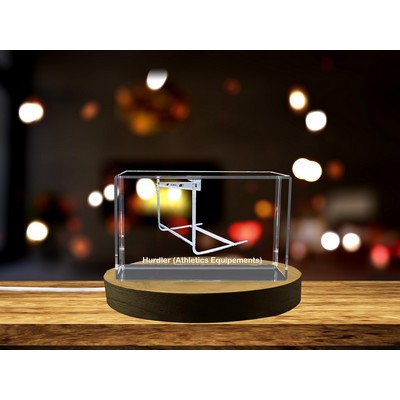 Hurdler Figure 3D Engraved Crystal Trophy Award for Track & Field Excellence
