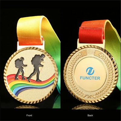 Hiking Event Award Medal Winner Medallion for Walking Tour, Excursion, Race Walking, Sport Race