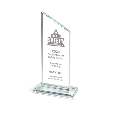 Straight Angle Top Shaped Clear Crystal Award (4 1/2"x9 1/2")