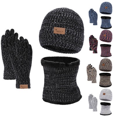 Winter Slouchy Beanie Knit Cap Touch Screen Gloves Scarves