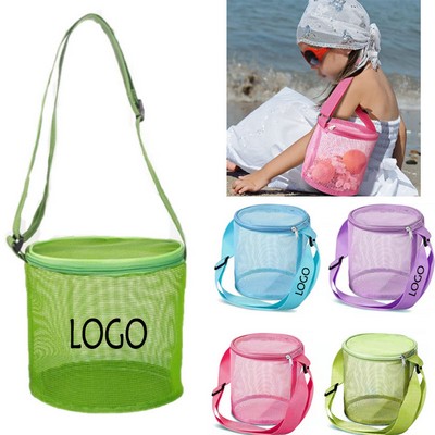 Custom Children's Mesh Beach Cylindrical Toy Storage Bag