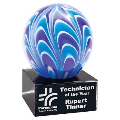 Two Tone Blue/White Sphere Art Glass