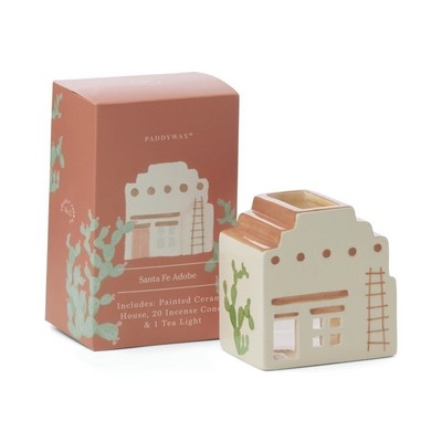 Ceramic Incense & Tea Light Holder Santa Fe Adobe, White - Palo Santo